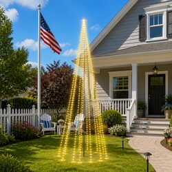 Christmas Tree Flagpole Light 500cm 732 Warm White LEDs 8 Effects Outdoor