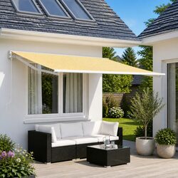 Awning Replacement Fabric Yellow White 300 x 250 cm Outdoor Shade Patio Garden