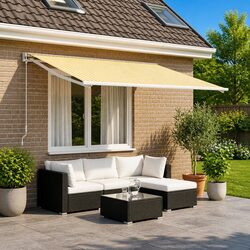 Awning Replacement Fabric Yellow White 450 x 350 cm Outdoor Shade Weather