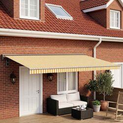 Awning Replacement Fabric Yellow White 500 x 300 cm Outdoor Shade Cover
