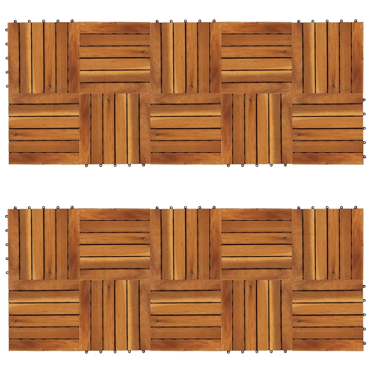 Acacia Hardwood Decking Tile Interlocking Square 30x30cm Brown Pack of 20