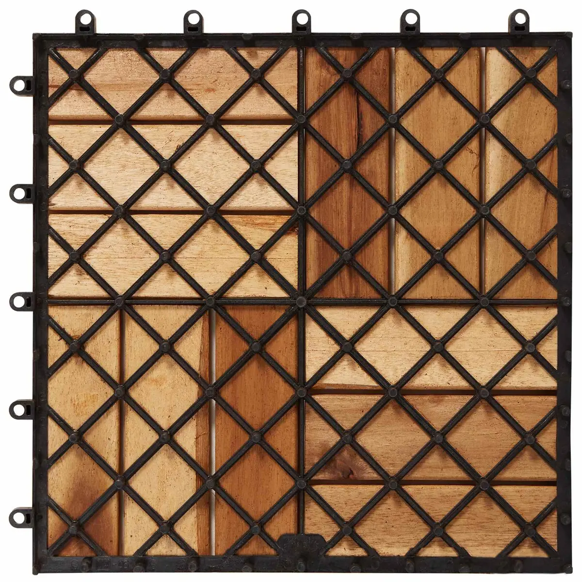 Acacia Hardwood Decking Tiles Interlocking 30x30cm Brown Square Outdoor Patio