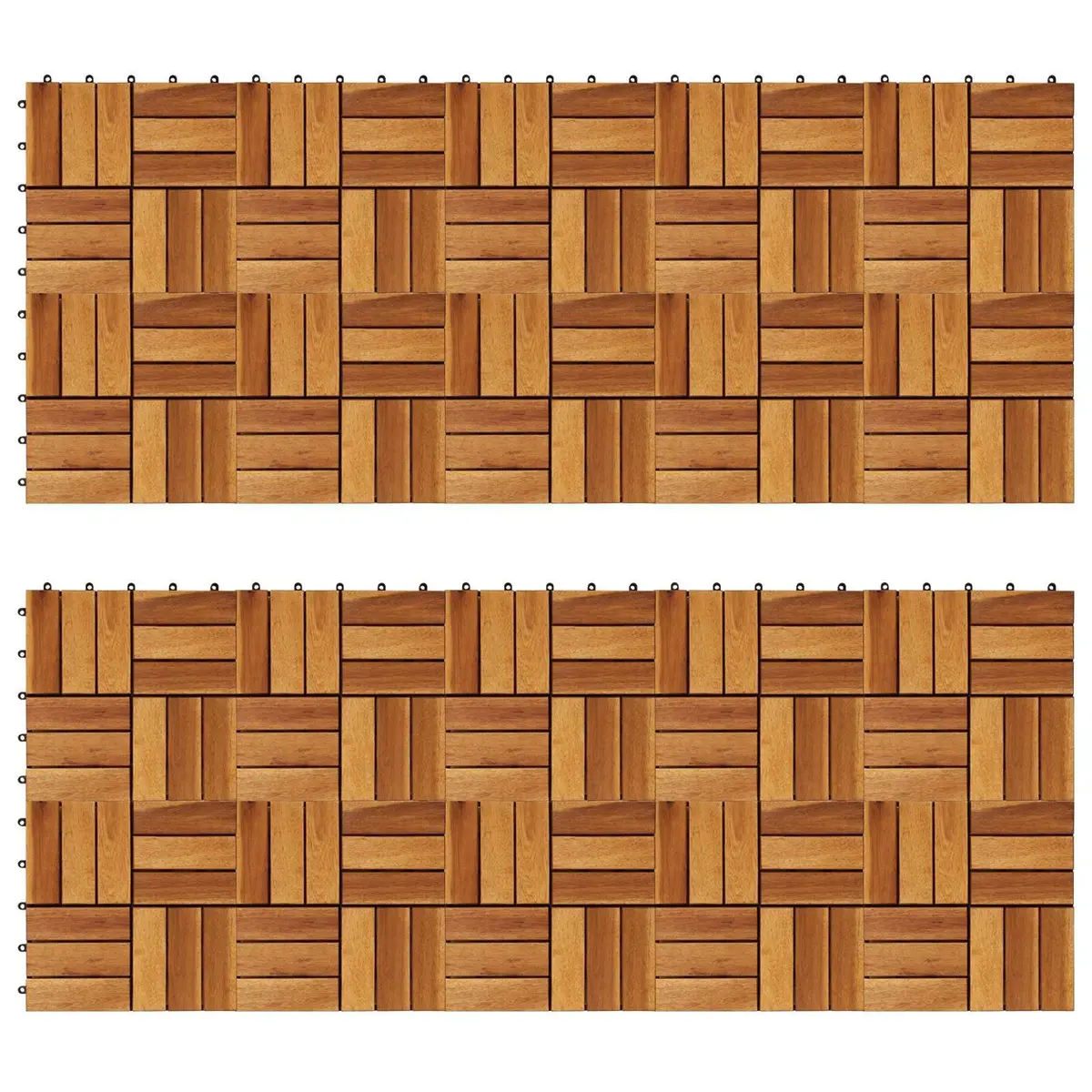 Acacia Hardwood Decking Tiles Interlocking 30x30cm Brown Square Outdoor Patio