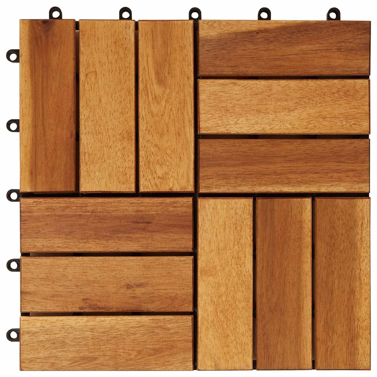 Acacia Hardwood Decking Tiles Interlocking 30x30cm Brown Square Outdoor Patio