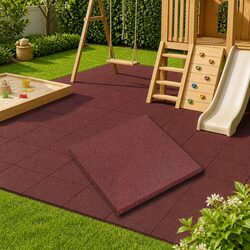 Fall Protection Tiles 12 pcs Red 50 x 50 cm Outdoor Garden Play Area Flooring