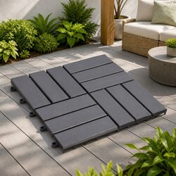 Decking Tile 20 pcs Grey 30 x 30 cm Acacia Hardwood Interlocking Square