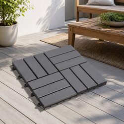 Decking Tiles 30pcs Grey 30x30cm Acacia Hardwood Interlocking Outdoor Patio