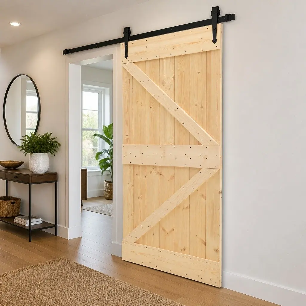 Sliding Door 80 x 210 cm Solid Pine Wood Modern Space-Saving Room Divider