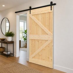 Sliding Door 80 x 210 cm Solid Pine Wood Modern Space-Saving Room Divider
