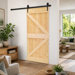 Solid Pine Wood Sliding Door 80 x 210 cm Modern Interior Space-Saving Design