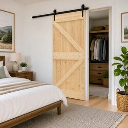 Sliding Door Solid Pine Wood Natural Modern Interior Room Divider 100 x 210 cm