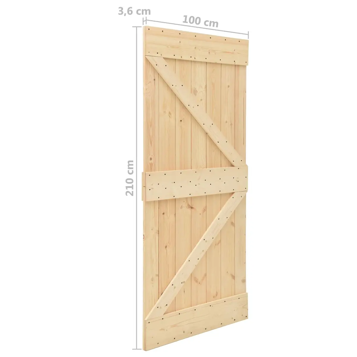 Sliding Door Solid Pine Wood Space Saving Modern 100 x 210 cm Brown
