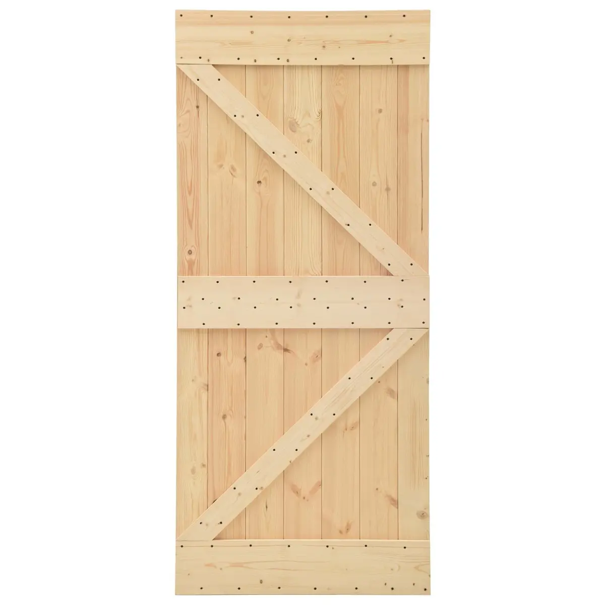 Sliding Door Solid Pine Wood Space-Saving Modern Interior Room Divider Natural Wood and Black 2 Pcs