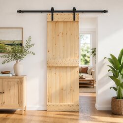 Sliding Door Natural Brown Pine Wood 70 x 210 cm Modern Interior Room Divider