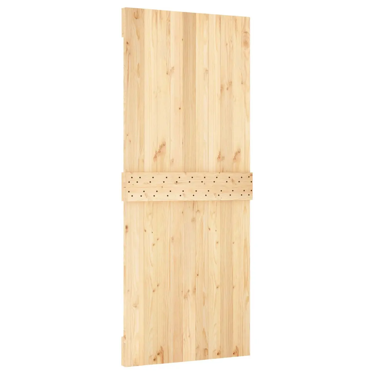 Sliding Door Solid Pine Wood Natural Black 85 x 210 cm Modern Space-Saving Room