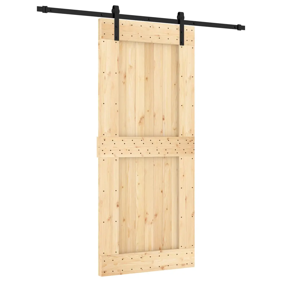 Sliding Door Solid Pine Wood Natural Brown 90 x 210 cm Modern Room Divider