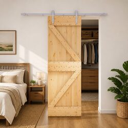 Sliding Door Natural Pine Wood Solid 70x210 cm Modern Room Divider Space Saver
