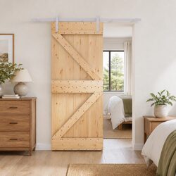 Sliding Door 85 x 210 cm Natural White Solid Pine Wood Modern Room Divider