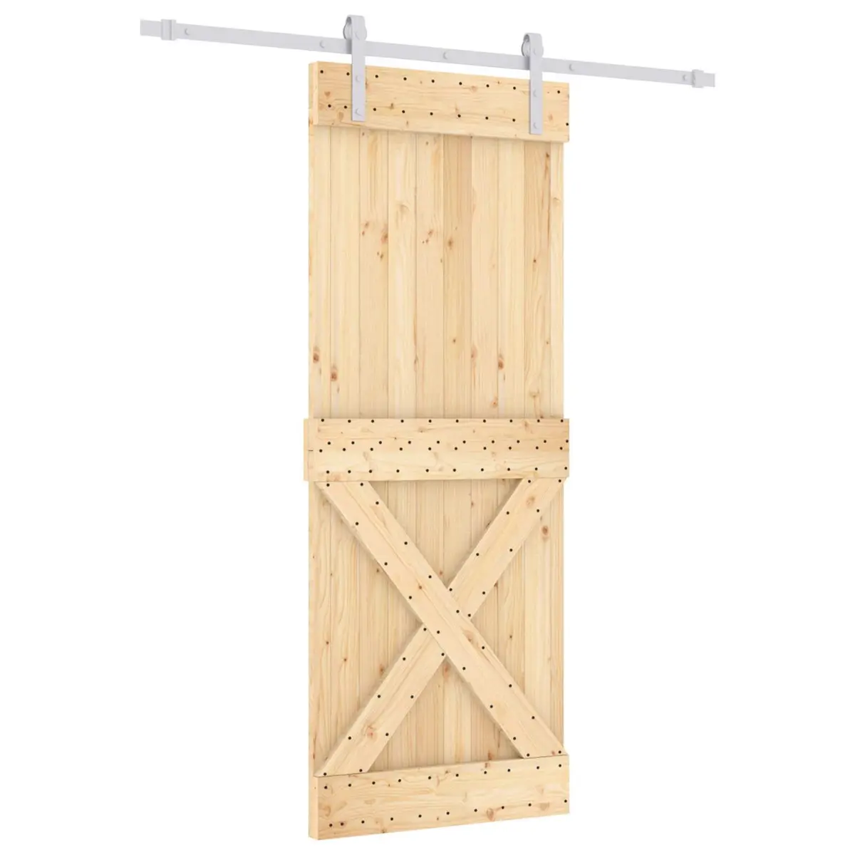 Sliding Door Solid Pine Wood Natural 80 x 210 cm Modern Interior