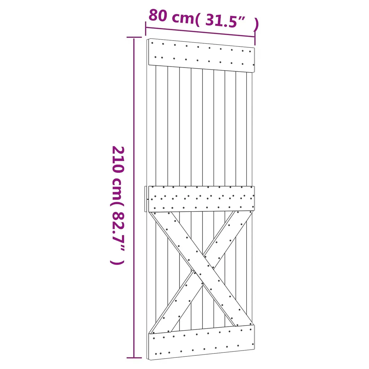 Sliding Door Solid Pine Wood Natural 80 x 210 cm Modern Interior