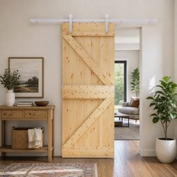 Sliding Door Solid Pine Wood Natural White 80 x 210 cm Space-Saving Modern