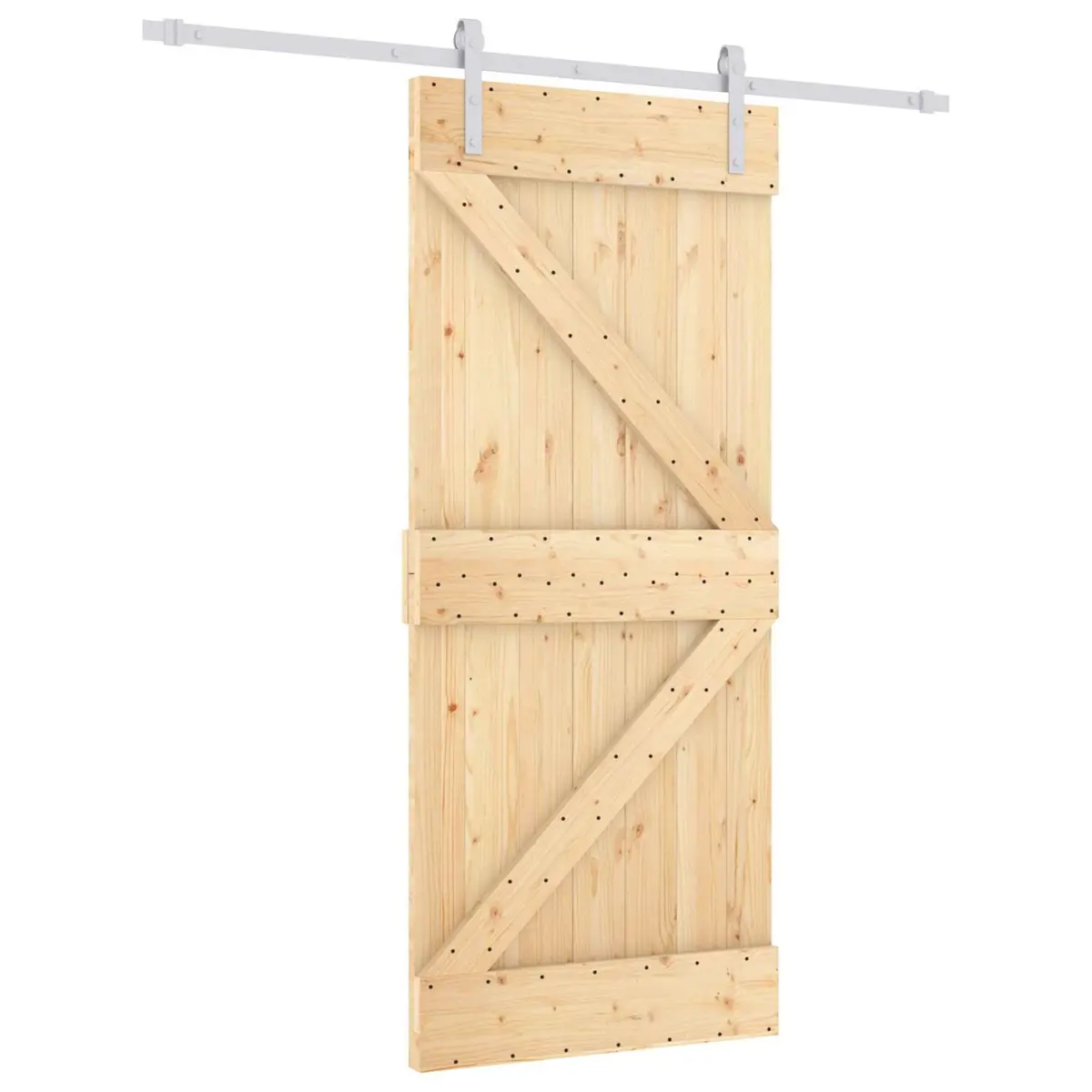 Sliding Door Solid Pine Wood Natural 90 x 210 cm Modern Interior