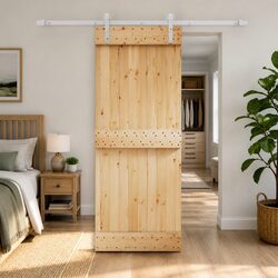Sliding Door Solid Pine Wood Natural White 80 x 210 cm Room Divider