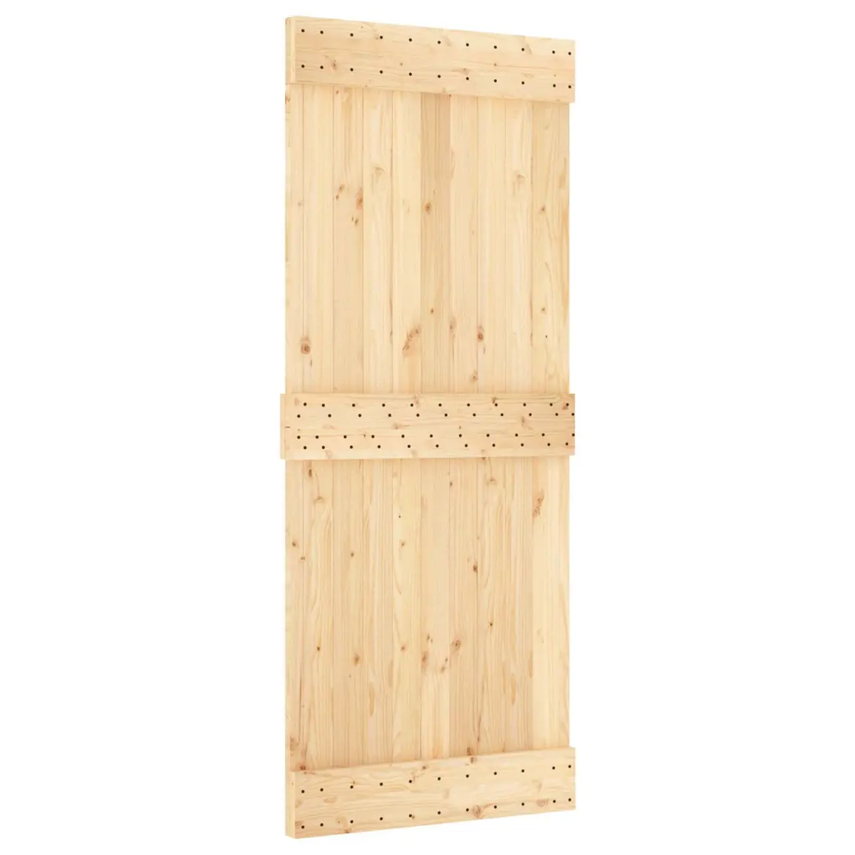 Sliding Door Modern Room Divider 85 x 210 cm Natural Pine Wood Black Track