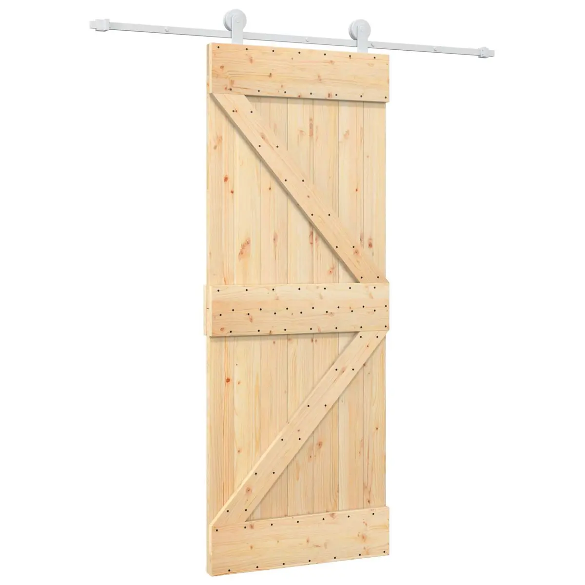 Sliding Door Solid Pine Wood Natural White 80 x 210 cm Modern Interior Room
