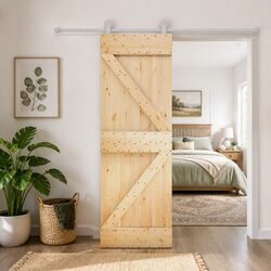 Sliding Door Natural White Solid Pine Wood Space-Saving Room Divider 70 x 210 cm