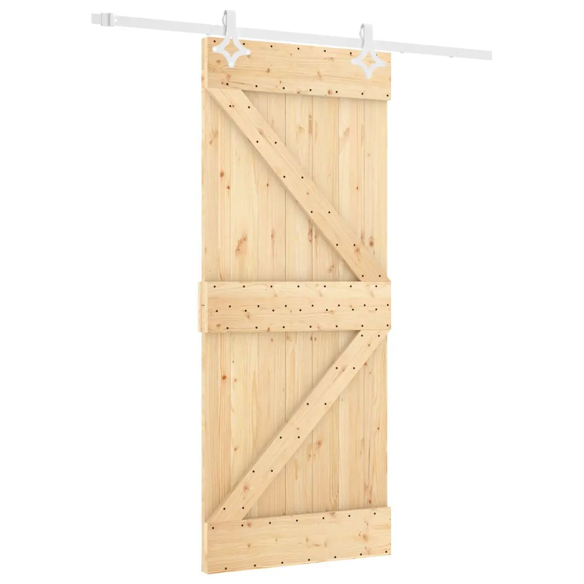 Sliding Door Solid Pine Wood Natural White 80 x 210 cm Modern Room Divider