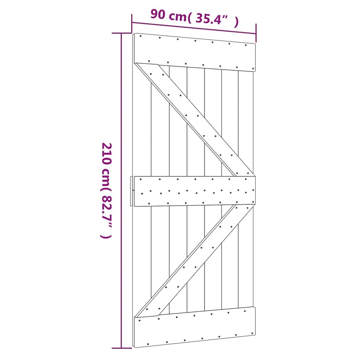 Sliding Door Solid Pine Wood Natural White 90 x 210 cm Space-Saving