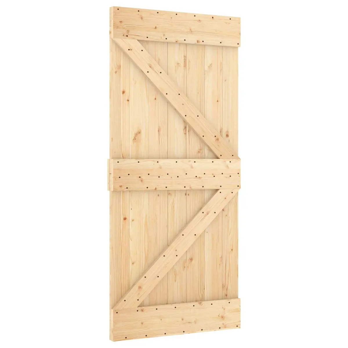 Sliding Door Solid Pine Wood Natural White 90 x 210 cm Space-Saving