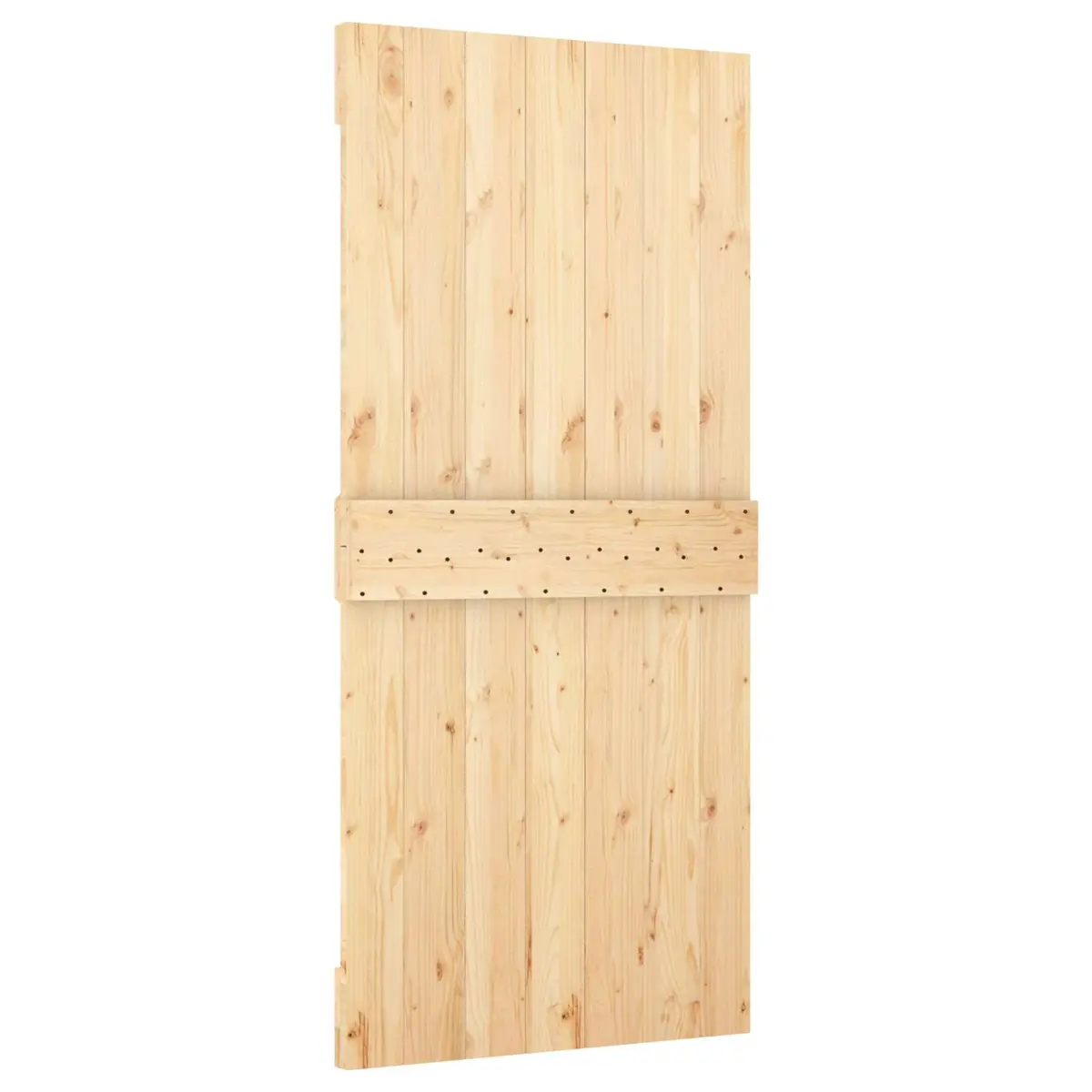 Sliding Door Solid Pine Wood Natural White 90 x 210 cm Space-Saving