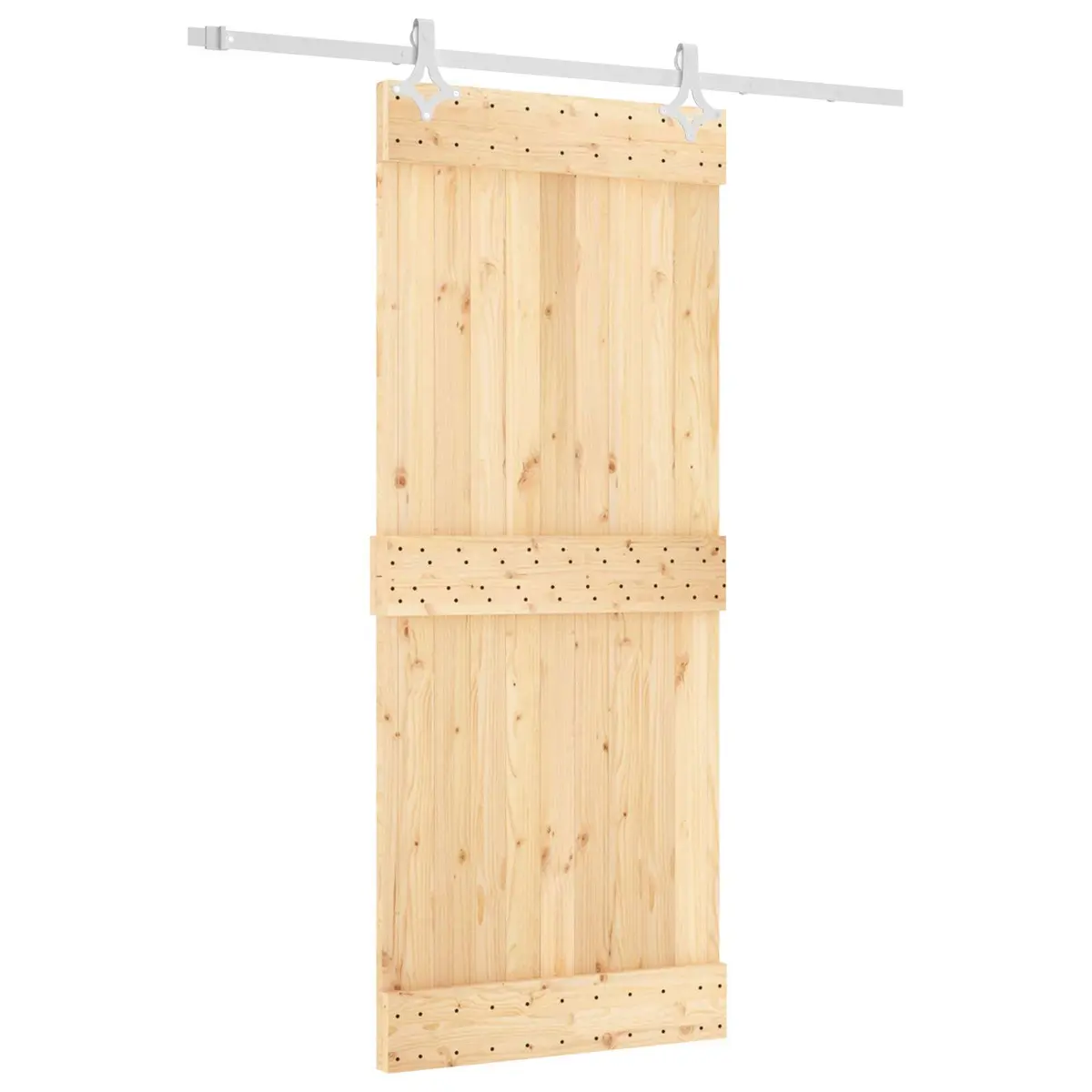 Sliding Door Solid Pine Wood Natural White 85 x 210 cm Space-Saving Interior