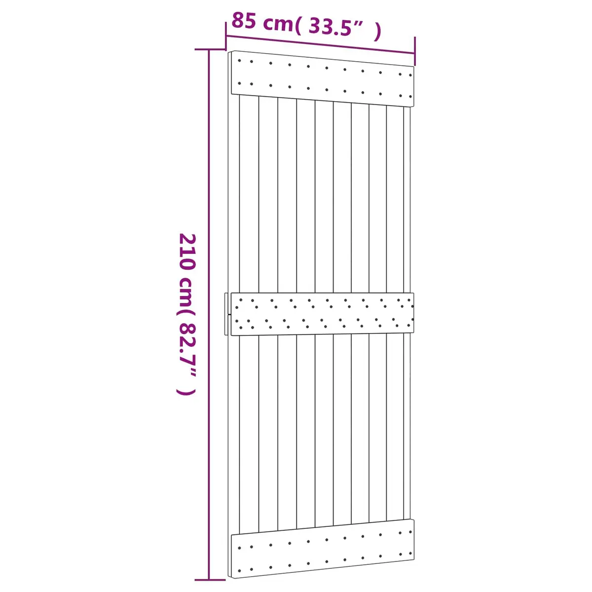 Sliding Door Solid Pine Wood Natural White 85 x 210 cm Space-Saving Interior