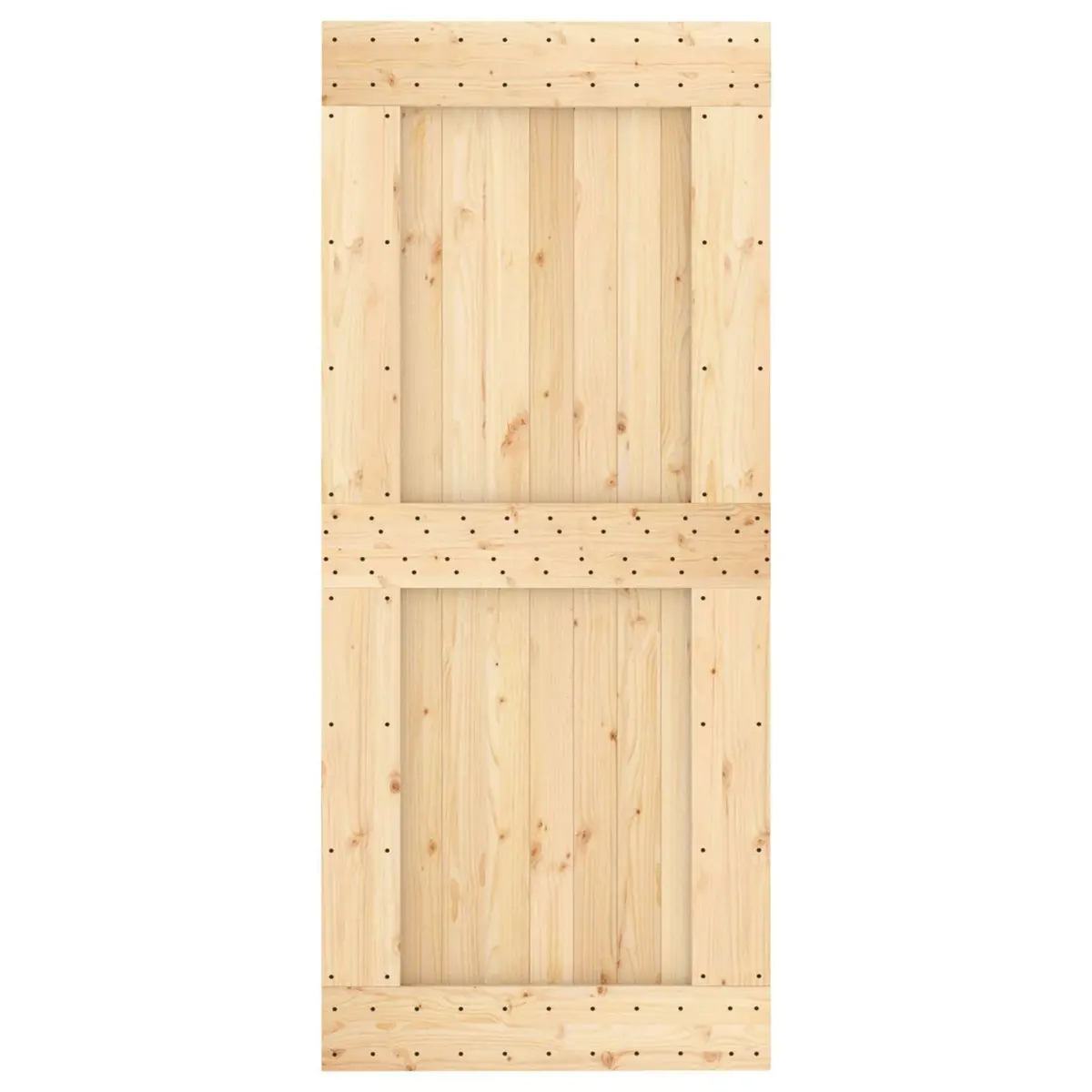 Sliding Door Solid Pine Wood 90 x 210 cm Natural White Space-Saving Interior