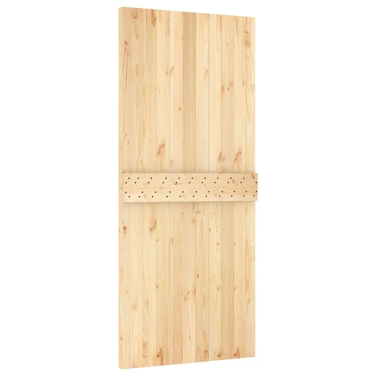Sliding Door Solid Pine Wood 90 x 210 cm Natural White Space-Saving Interior