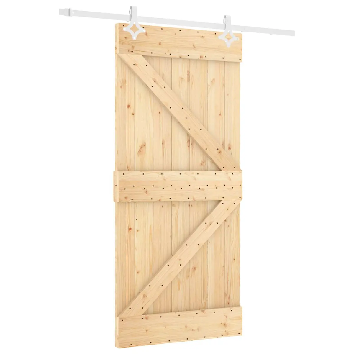 Sliding Door Solid Pine Wood Natural White 90 x 210 cm Modern Space-Saving
