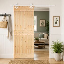 Sliding Door Solid Pine Wood Modern Room Divider Space-Saving 80 x 210 cm