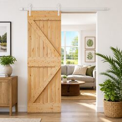 Sliding Door Solid Pine Natural Brown 70x210cm Modern Space-Saving Room Divider