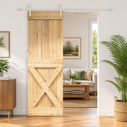 Solid Pine Wood Sliding Door 80 x 210 cm Modern Interior Room Divider