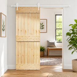 Sliding Door Solid Pine Wood Natural White 80 x 210 cm Modern Room Divider
