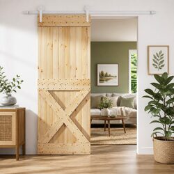 Sliding Door Solid Pine Wood Natural White 80 x 210 cm Modern Room Divider