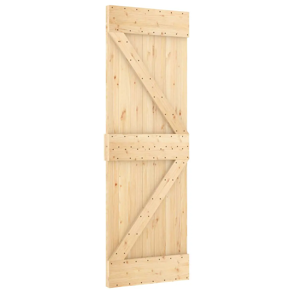 Sliding Door Natural Pine Wood Space Saving 70x210cm Black Track Modern Room Divider