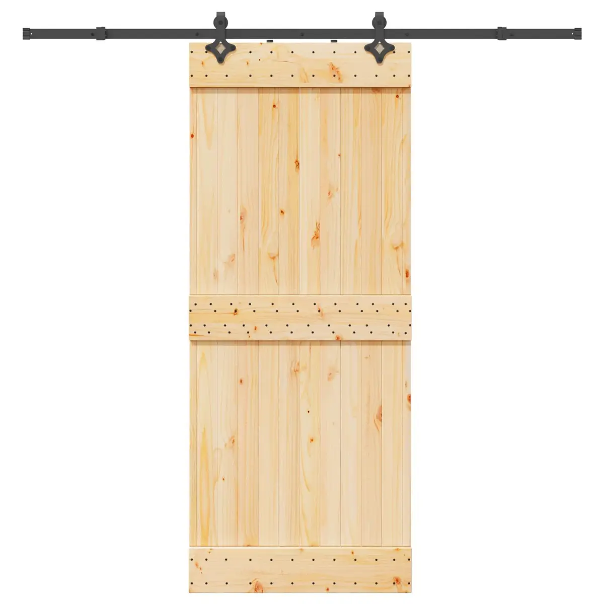 Sliding Door Modern Room Divider Solid Pine Wood 85x210cm Black Track