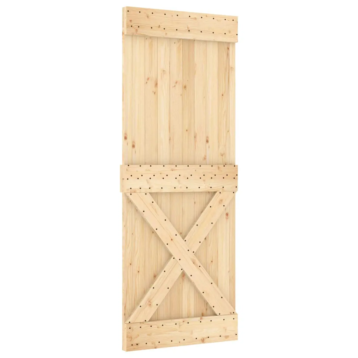 Sliding Door Modern Room Divider Solid Pine Wood 80 x 210 cm Brown with Black Track