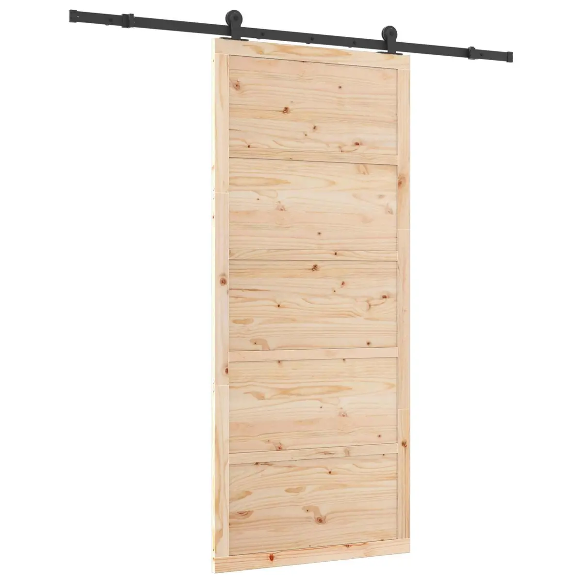 Sliding Door Solid Pine Wood 90 x 208 cm Natural Brown Modern Interior Room Divider