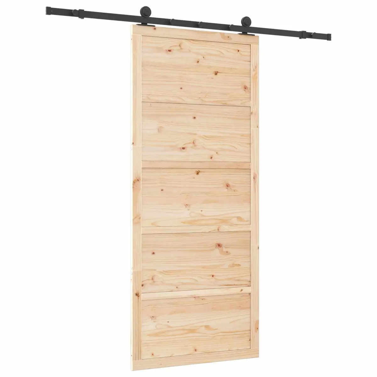 Sliding Door Solid Pine Wood 90 x 208 cm Natural Brown Modern Interior Room Divider