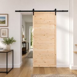Sliding Door 80 x 208 cm Solid Pine Wood Natural Brown Modern Room Divider
